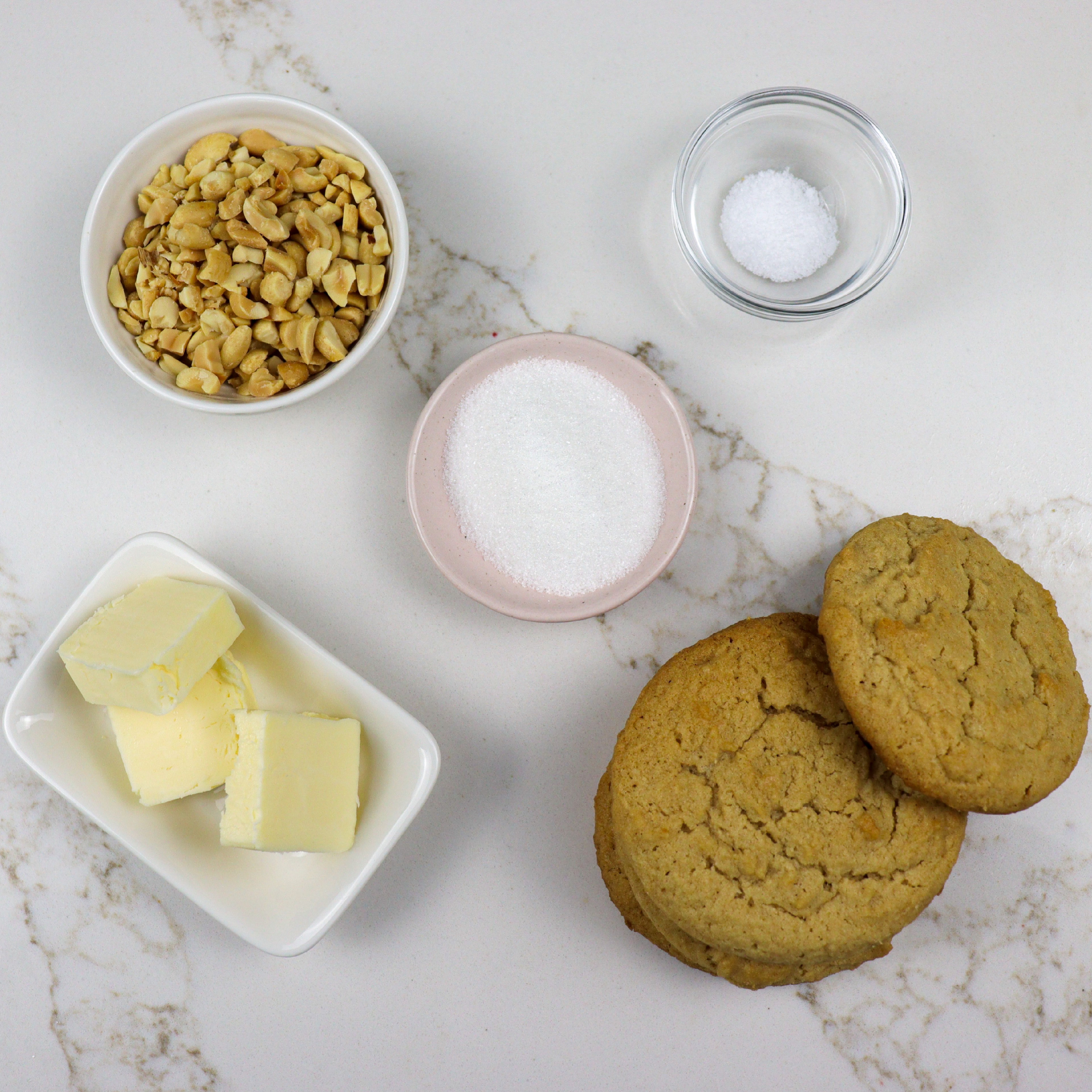 Ingredients for peanut butter cookie pie crust