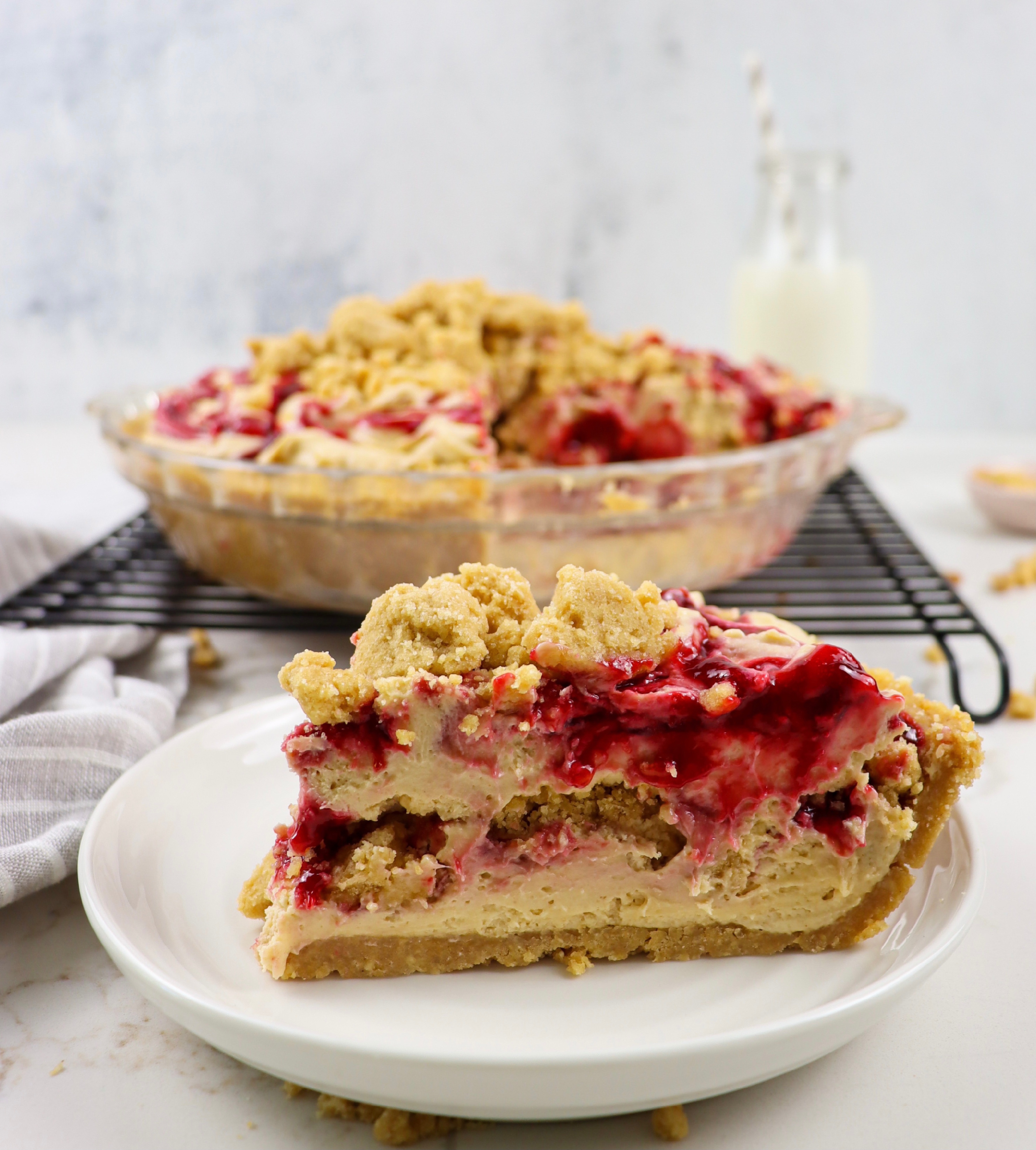 Slice of peanut butter and jelly pie