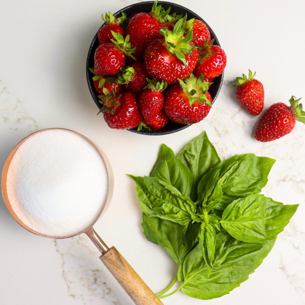 Strawberry basil simple syrup ingredients