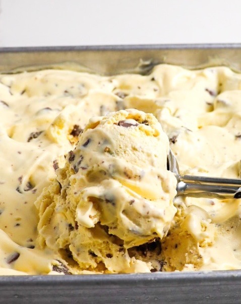 Scoop of homemade ice cream made from Nanaimo Bars