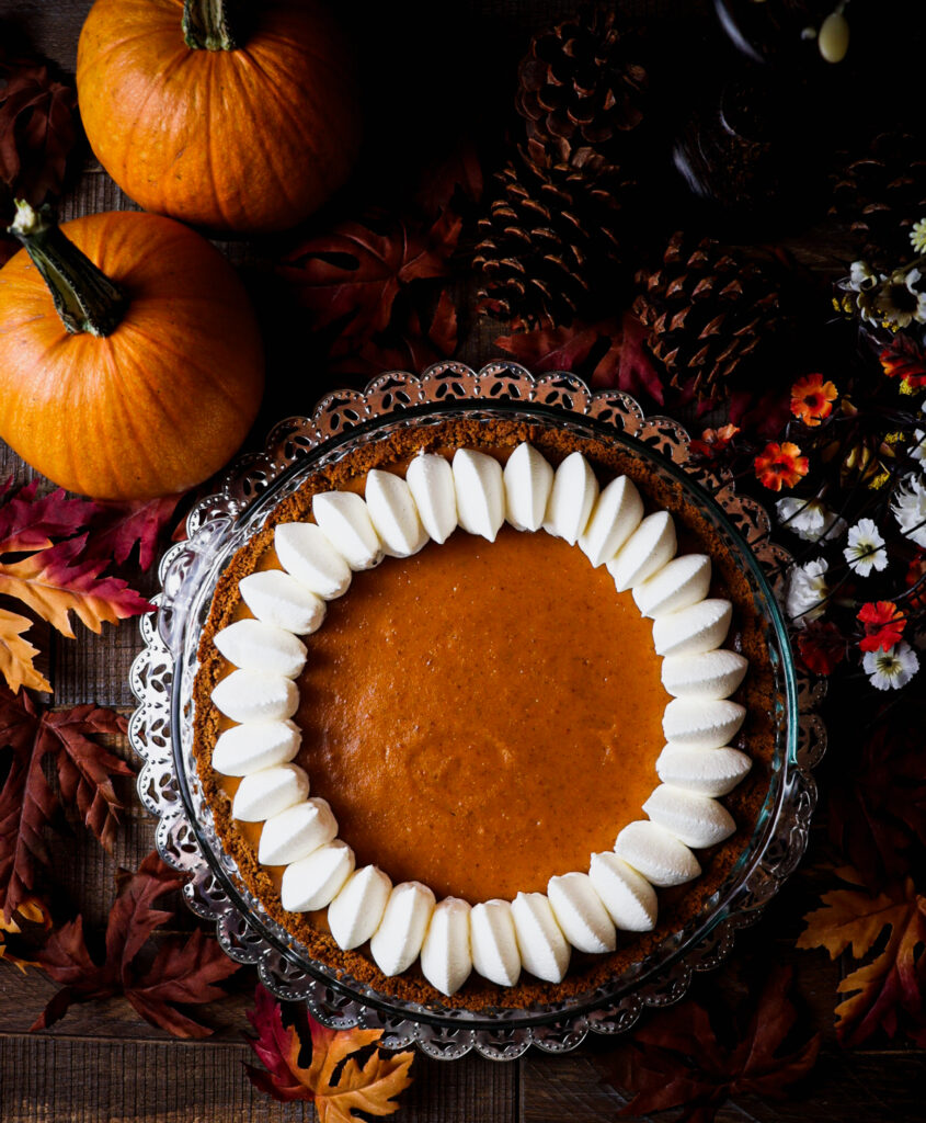 pumpkin pie with gingersnap crust