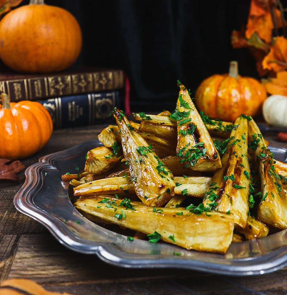 apple cider reduction recipe, cider roasted parsnips, sides for pot roast