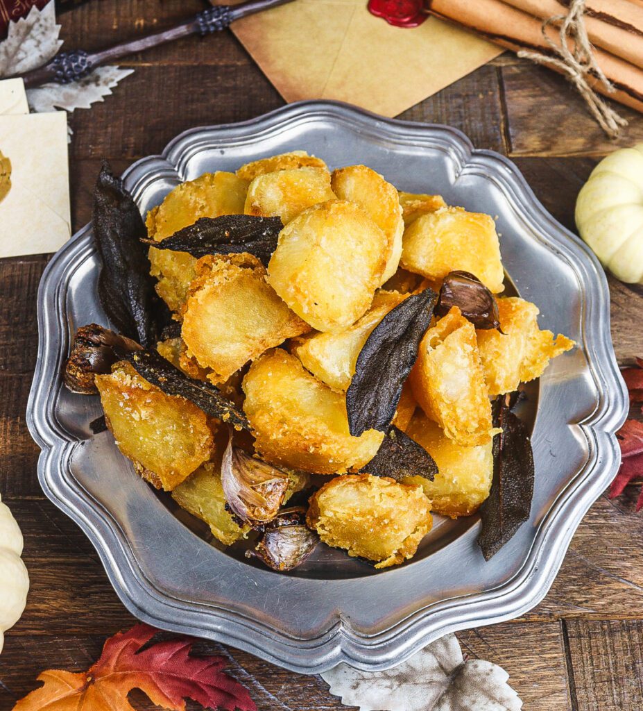 sage roasted potatoes, duck fat roasted potatoes, harry potter dinner recipes