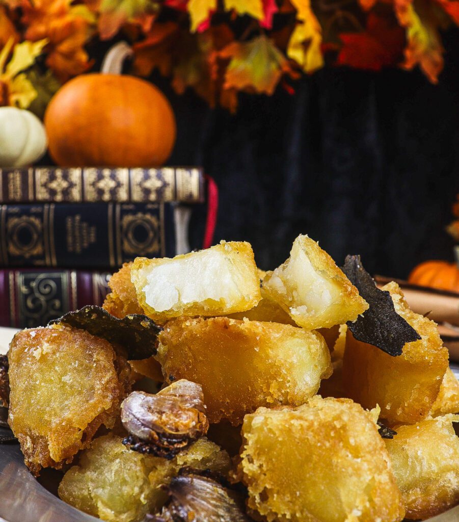 sage roasted potatoes, potatoes in duck fat, harry potter themed dinner party