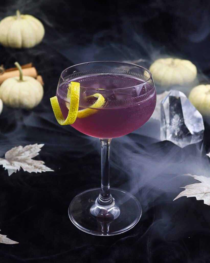 potions master cocktail, butterfly pea flower gin, harry potter drinks, harry potter cocktail