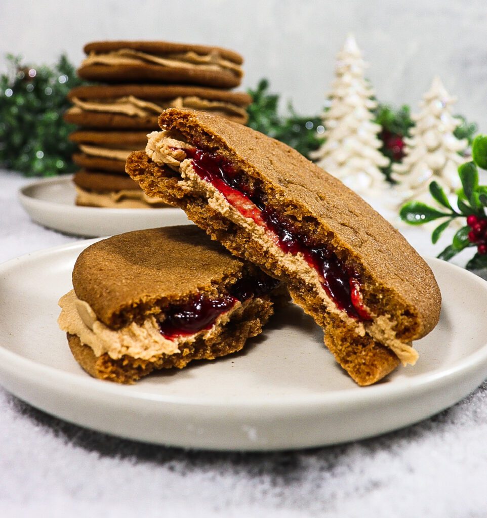 recipe for biscoff cookies, biscoff sandwich cookies with jam