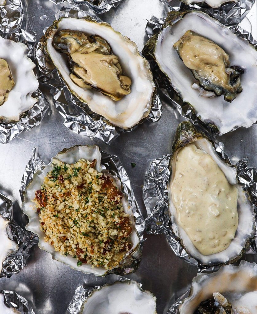 baked oysters with vermouth, a christmas carol dinner menu