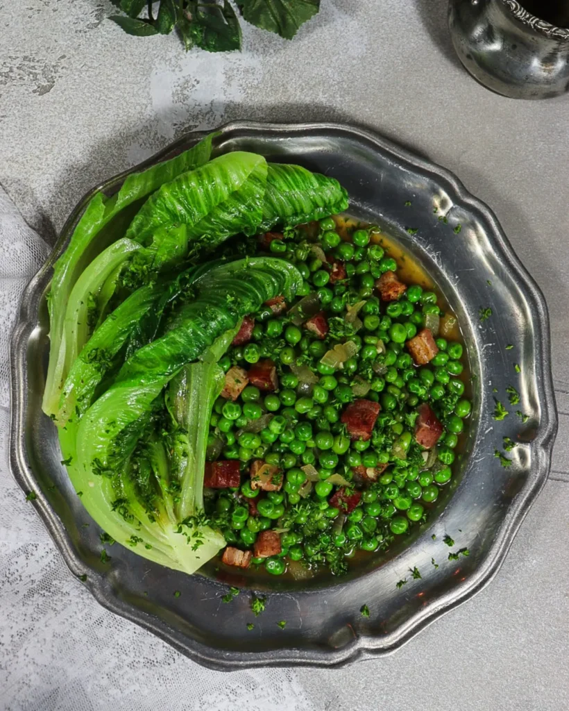 braised lettuce and peas, peas and bacon, middle earth recipes, Gondor food