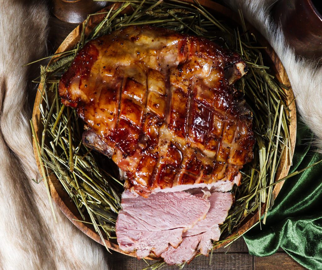 cooking with hay, mead glazed ham, middle earth recipes, cottagecore christmas recipes