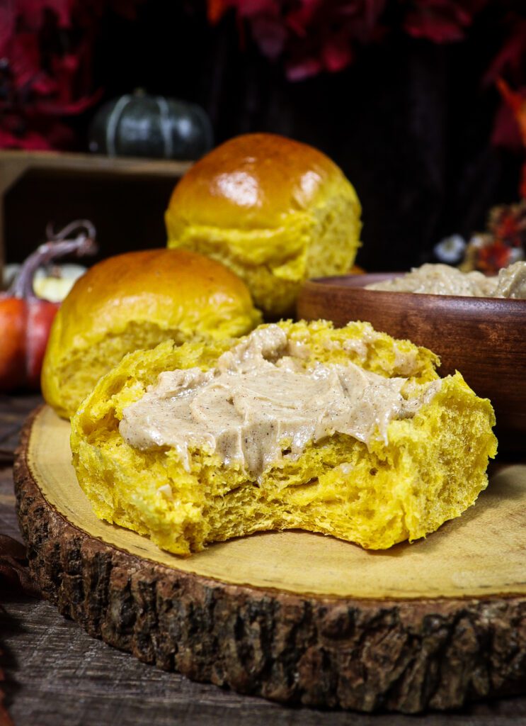 soft pumpkin rolls, whipped spice butter