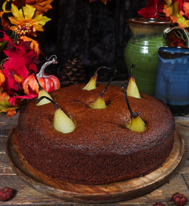 Ginger Beer Poached Pear Cake