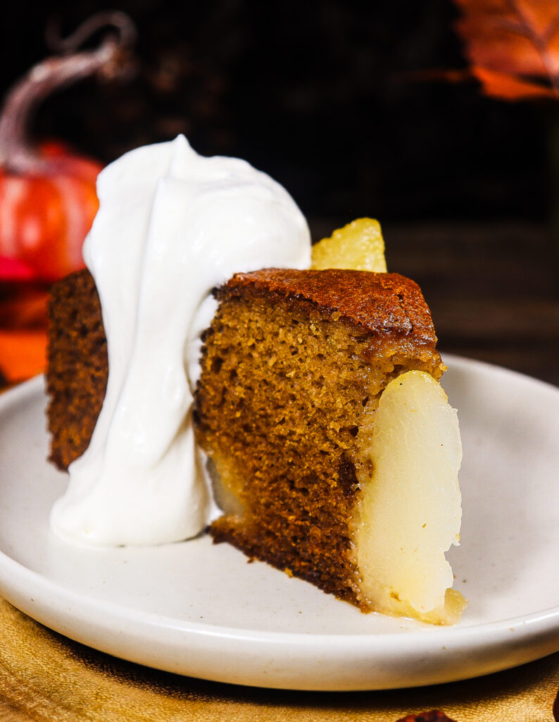 ginger beer poached pear cake, hobbit recipes