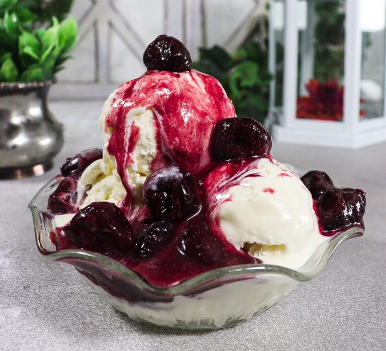 Cherries Jubilee with Amaretto Ice Cream