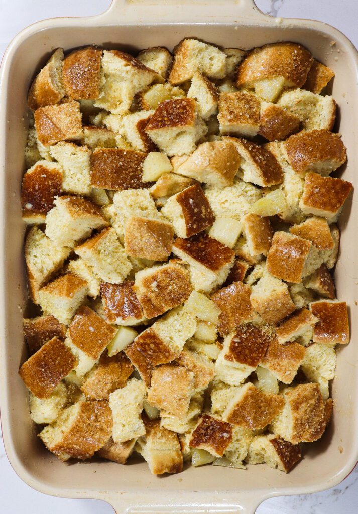 pear bread pudding, cardamom bread pudding