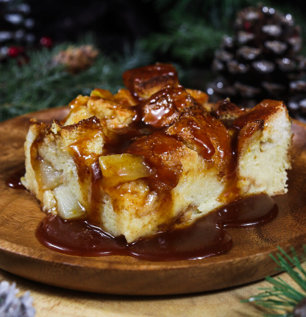bread pudding with caramel sauce, orange cardamom caramel