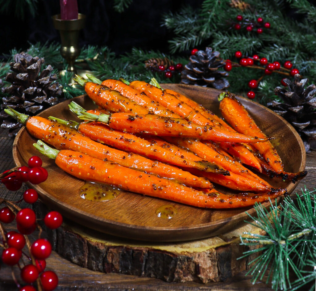 maple mustard roasted carrots, winter solstice menu
