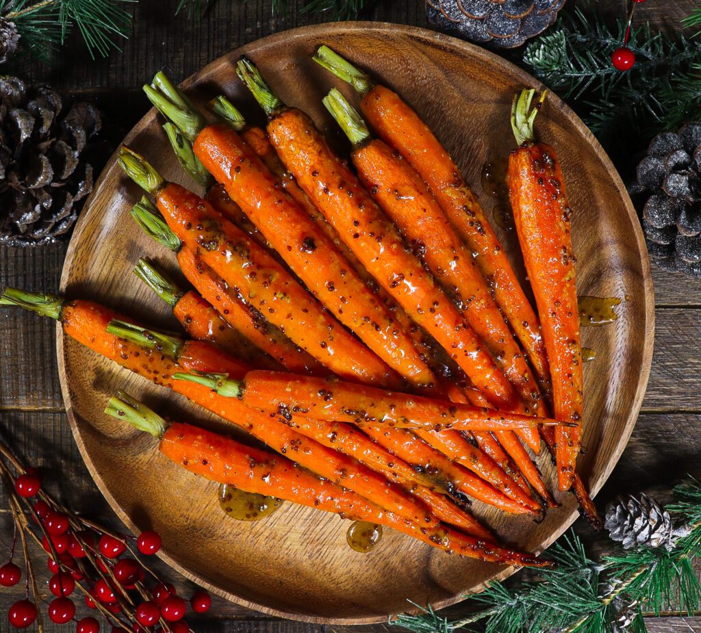 maple dijon roasted carrots, winter vegetable side dish