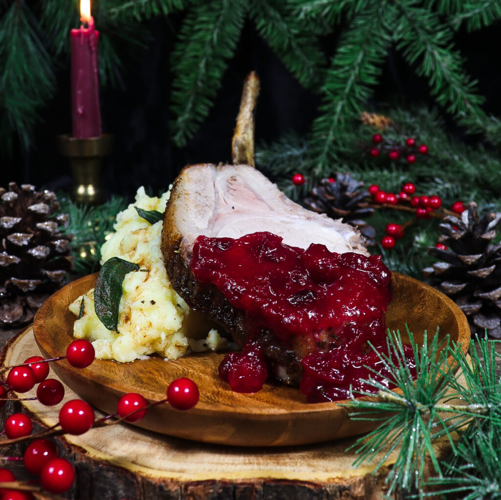 pork tenderloin with cranberry sauce, winter solstice dinner recipes, recipes for yule