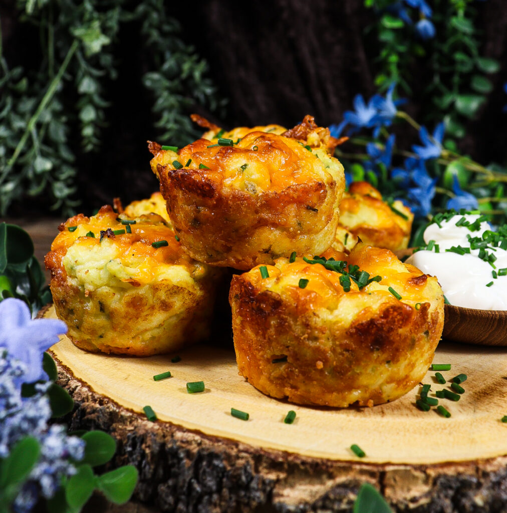 cheese and chive potato puffs, alice in wonderland food
