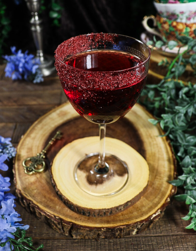 cherry custard cocktail, alice in wonderland recipe