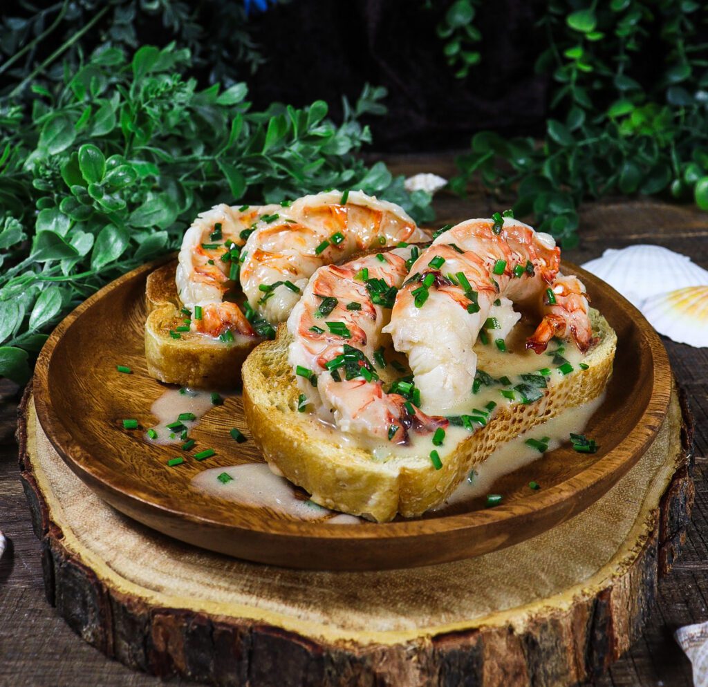 butter poached lobster on toast, alice in wonderland recipes