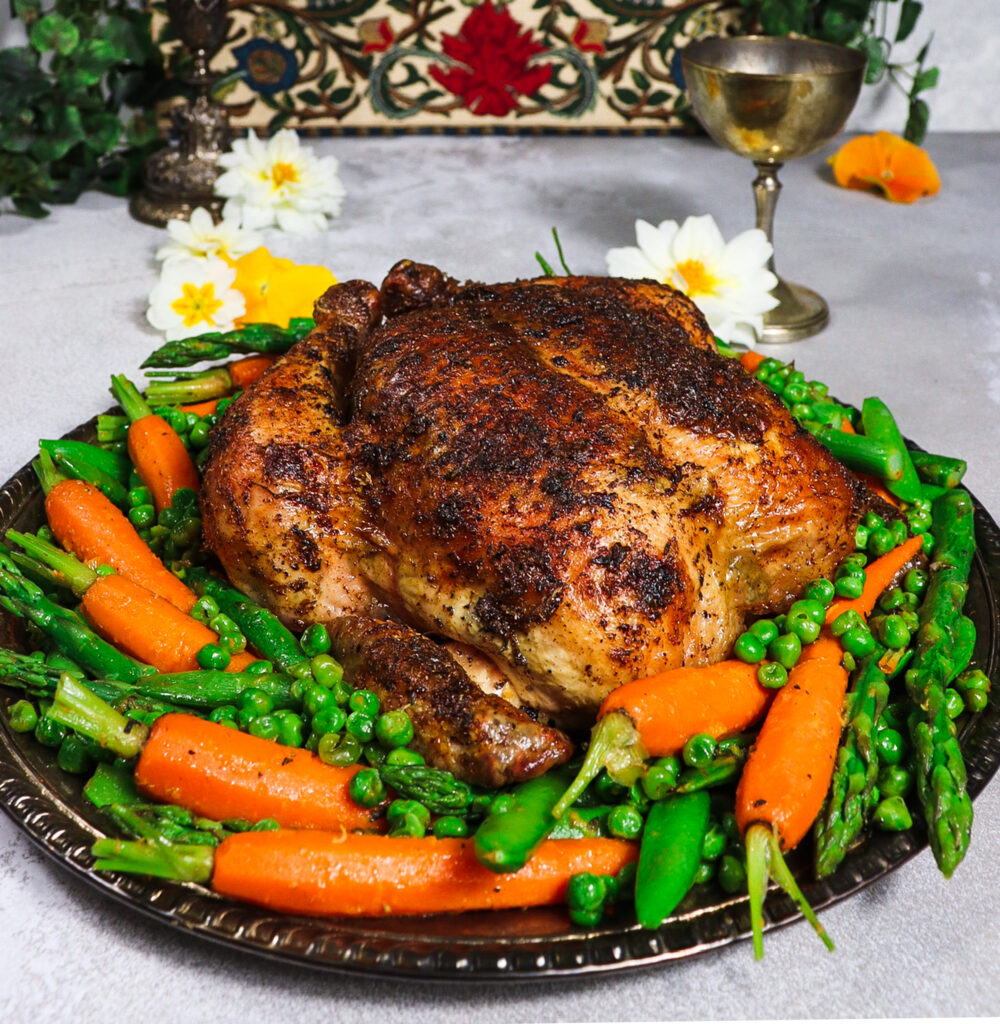 lemon chamomile chicken, chicken with spring vegetables, gondor recipes, middle earth feast