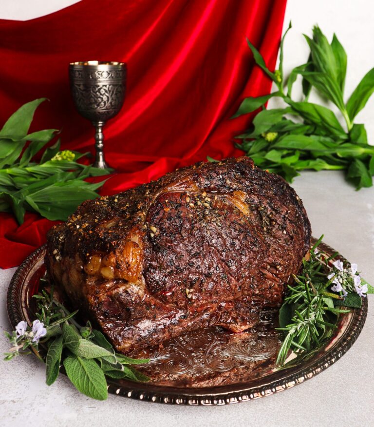 Herb Roasted Prime Rib with Bone Marrow Gravy