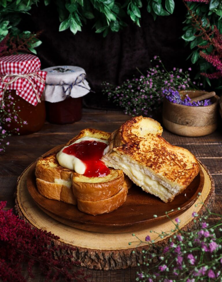 rhubarb custard french toast, hobbit recipes, stuffed french toast recipe