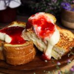 custard french toast, rhubarb french toast