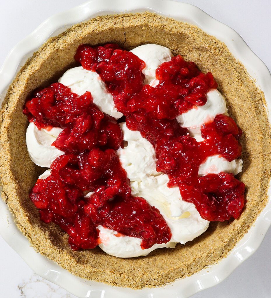 strawberries and cream pie, strawberry pie with cream cheese and graham cracker crust