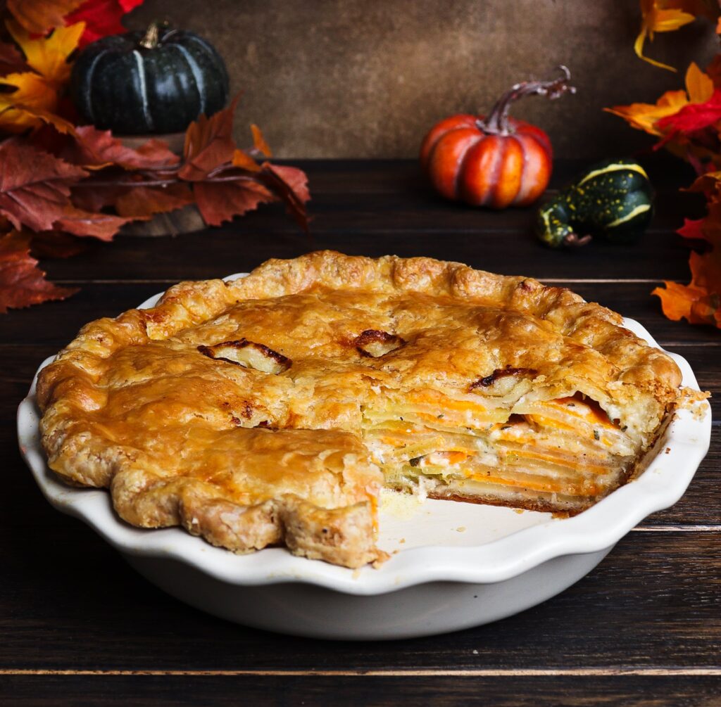 savory sweet potato pie, sweet potato and sage, hobbit potatoes recipe