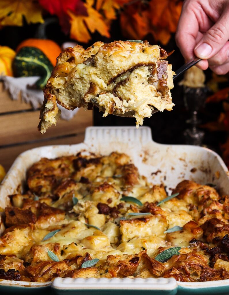 sausage apple bread pudding, sausage apple and sage stuffing