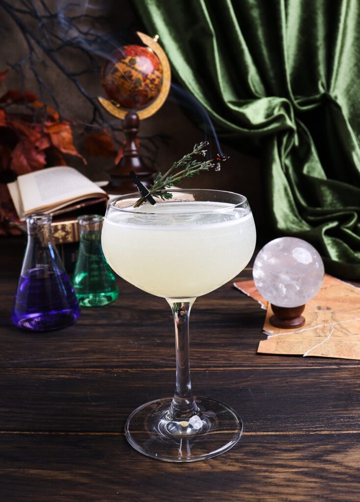 frankenstein cocktail, elixir of life cocktail, smoke and honey cocktail