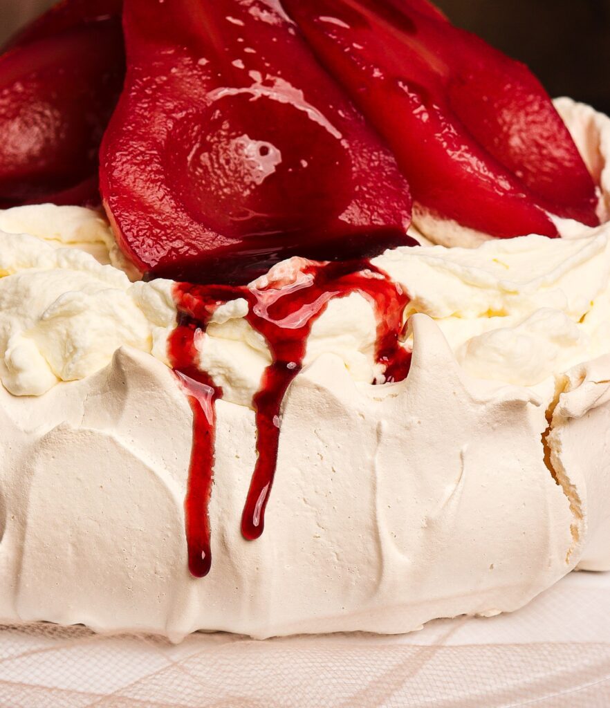 cranberry mulled pear pavlova, frankenstein recipes