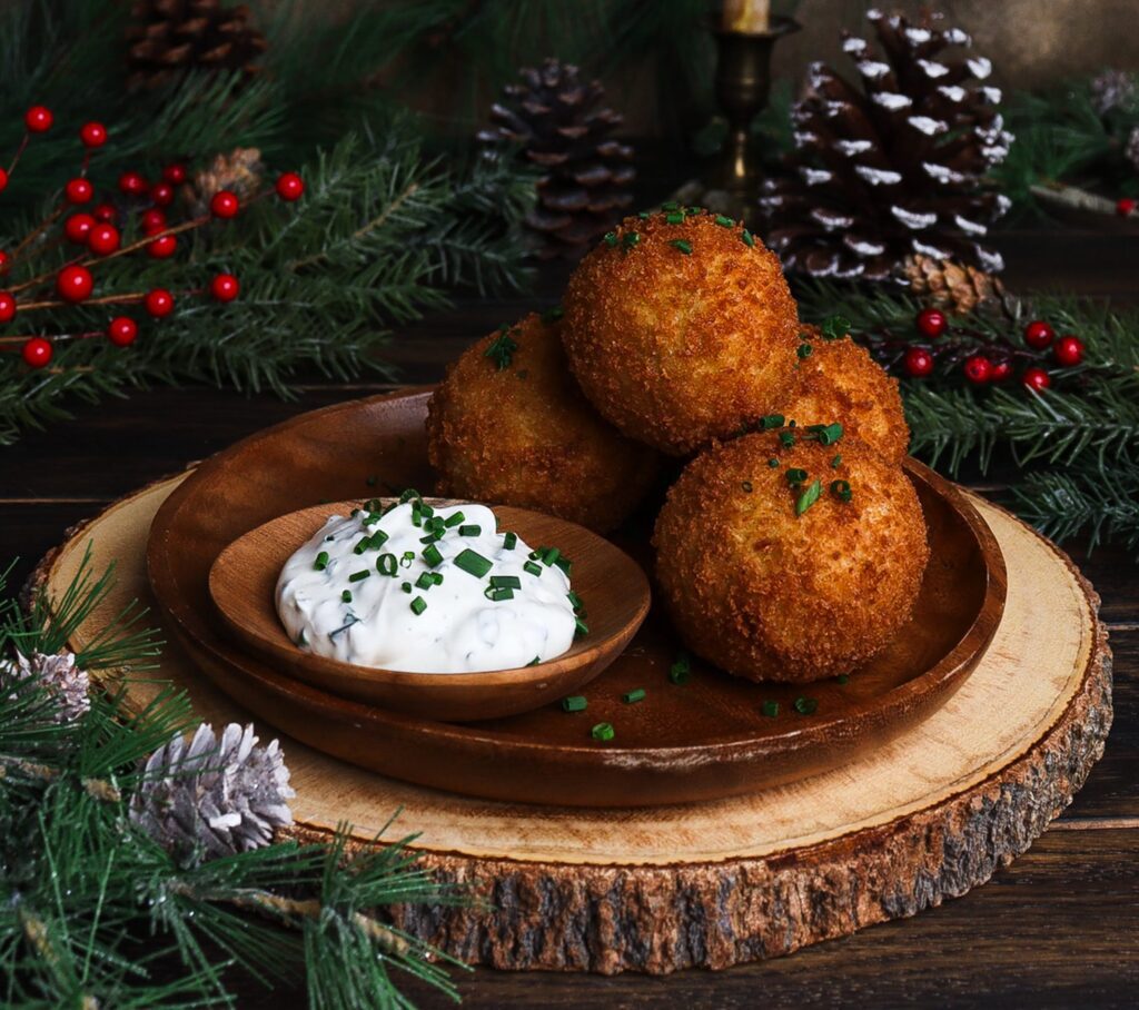 cheese potato croquettes, cozy holiday appetizer, winter appetizer