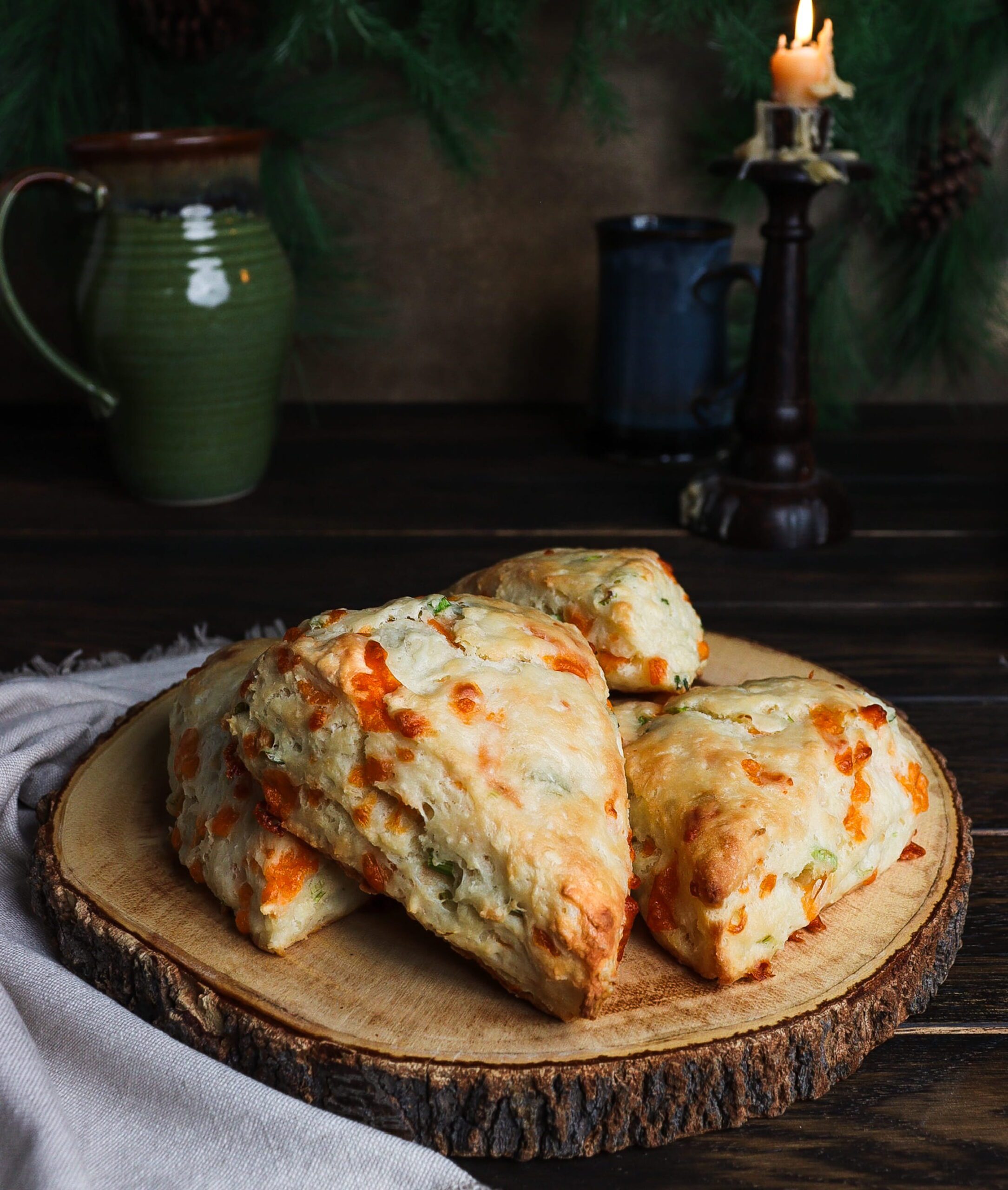cheddar green onion and yogurt scones, cheddar and chive scones, hobbit meal recipes