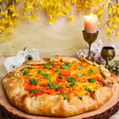 golden tomato zucchini galette, tomato galette recipe, middle earth recipes